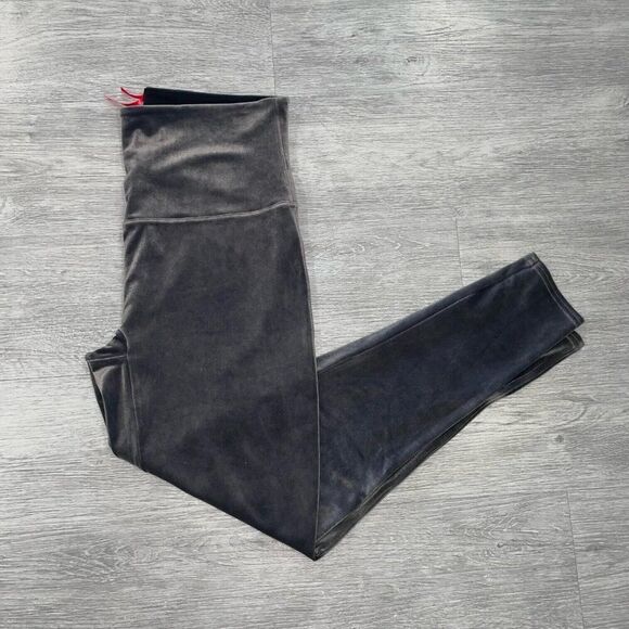 Spanx Leggings Women's 2X Gray Velvet Silver Chrome Stretch 2070P Cozy Soft - Picture 1 of 15